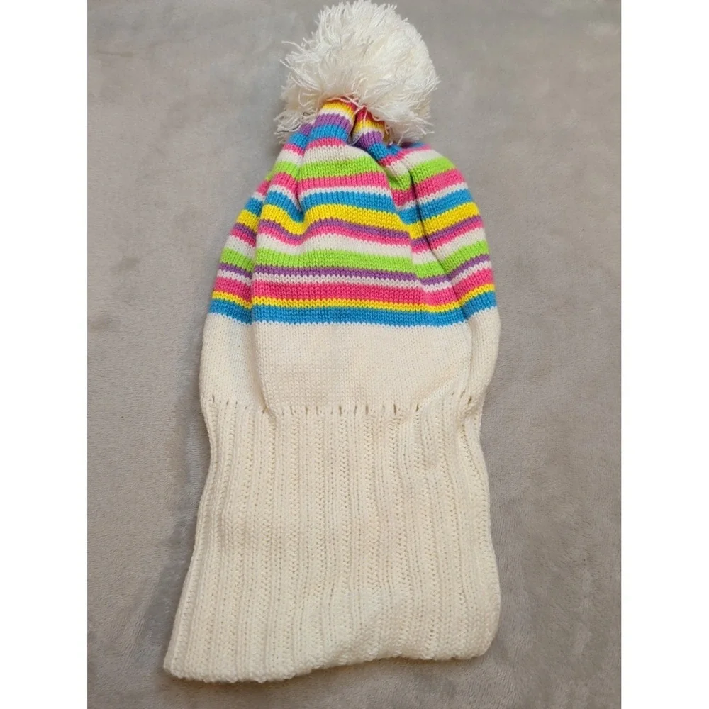 Girls The‎ Children's Place Knit Pom Beanie Hat 10-14 Striped Fleece Lined